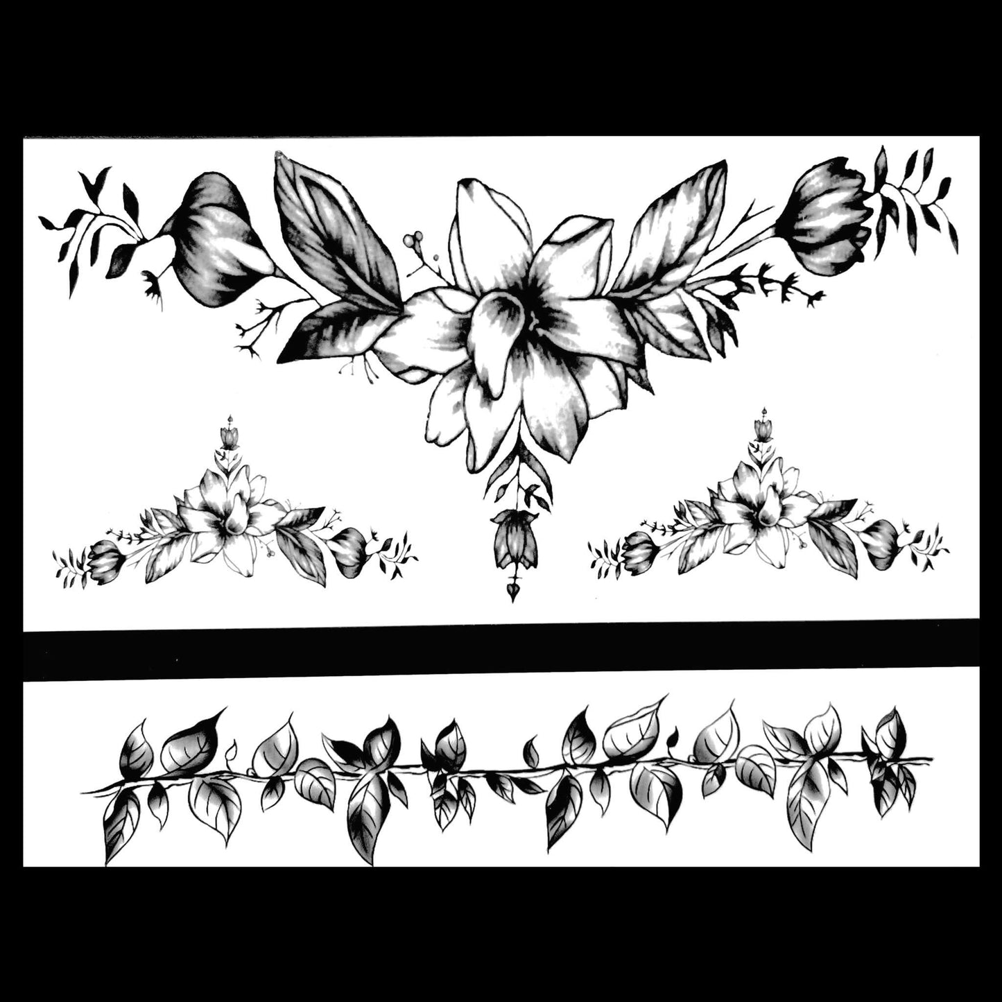 Floral Underboob Thigh Band Tattoo, Daisy, Roses , Waist Tattoo